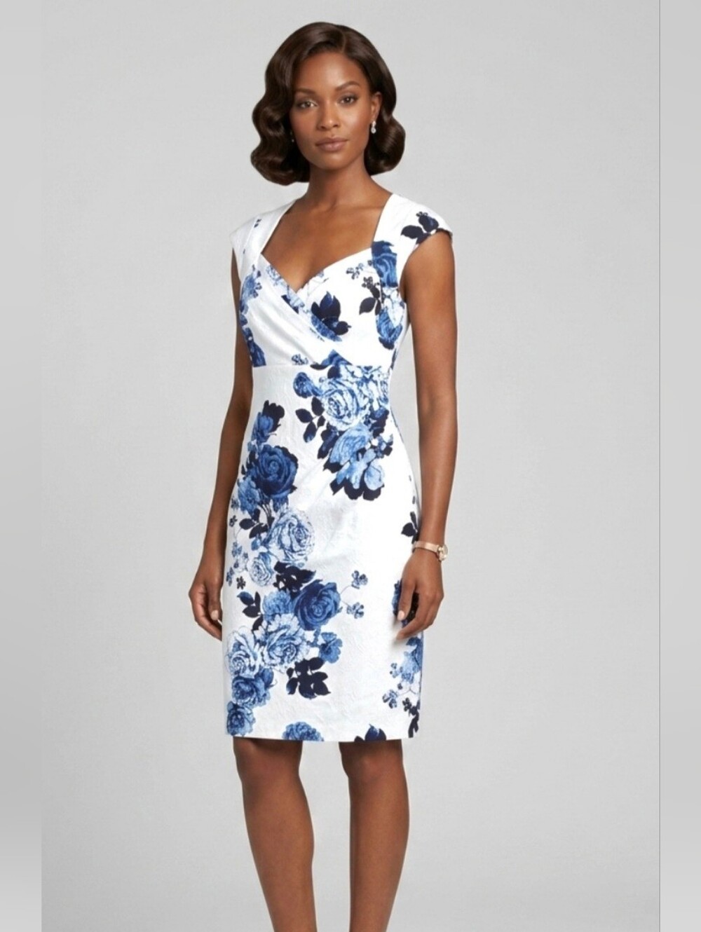 Adrianna Papell Floral Textured Jacquard Sheath Cocktail Dress Size 10